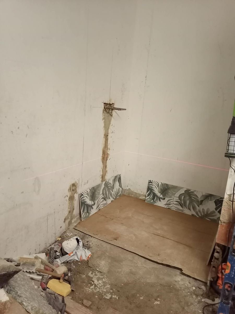 Antes: el baño picado hasta la pared